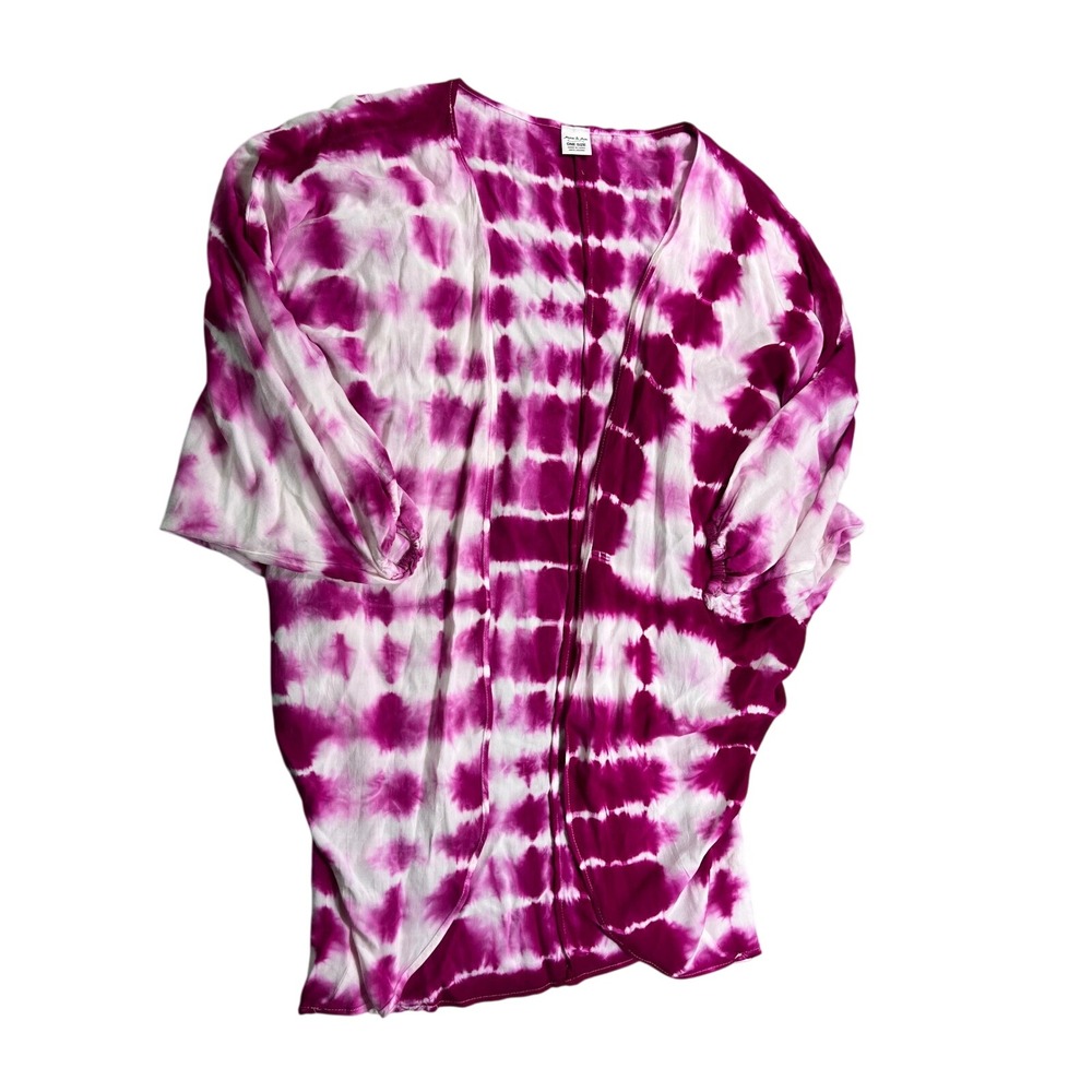 Anna & Ava Fuchsia Pink Tie Dye Tunic Blouse Cover Up One Size